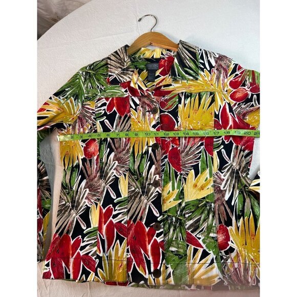 Additions by Chicos Womens Colorful Tropical Wood Button Jacket Size 2 (Size 12) - Picture 10 of 15